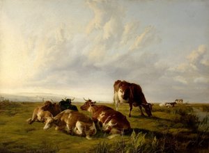 1861年の牧草地の午後 作： Thomas Sidney Cooper